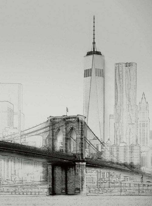 Wizard+Genius New York Art Illustration Black And White Vlies Fototapete 192x260cm 4-bahnen | Yourdecoration.de