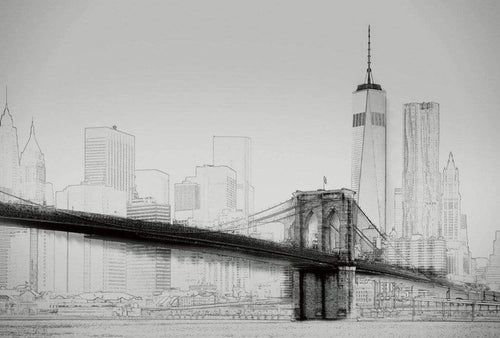 Wizard+Genius New York Art Illustration Black And White Vlies Fototapete 384x260cm 8-bahnen | Yourdecoration.de