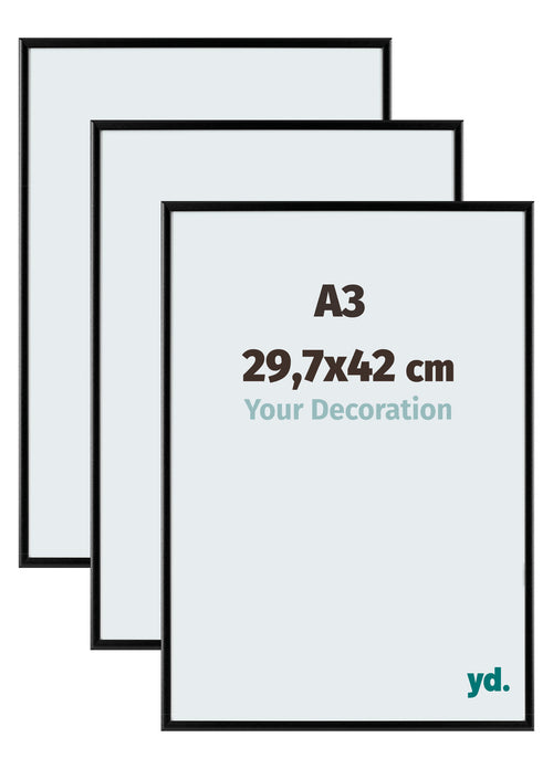 Aurora Aluminium Bilderrahmen 29-7x42cm A3 3 Stuck Schwarz Matt Vorne Messe | Yourdecoration.de