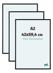 Aurora Aluminium Bilderrahmen 42x59-4cm A2 3 Stuck Schwarz Matt Vorne Messe | Yourdecoration.de