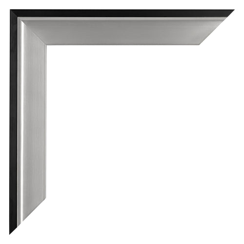 Birmingham Holz Bilderrahmen 24x32cm Schwarz Silber Poliert Detail Ecke | Yourdecoration.de