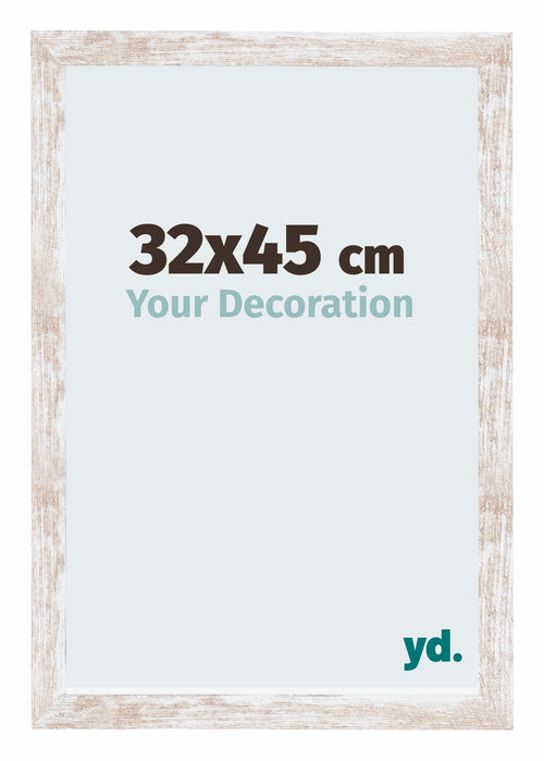 Catania MDF Bilderrahmen 32x45cm White Wash Vorne Messe | Yourdecoration.de