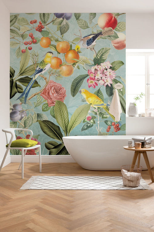 Komar Birds and Berries Vlies Fototapete 200x250cm 4 bahnen interieur | Yourdecoration.de