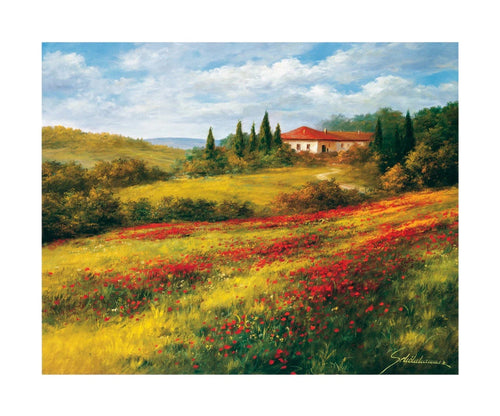 PGM SRH 05 Heinz Scholnhammer Landschaft mit Mohn I Kunstdruck 60x50cm | Yourdecoration.de