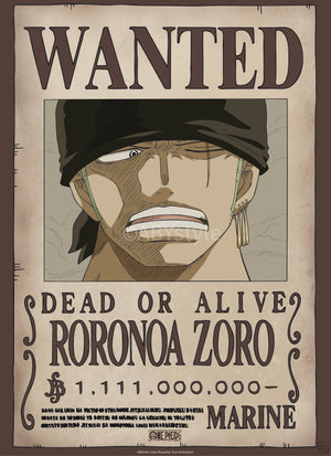 Poster One Piece Wanted Zoro Wano 38x52cm Abystyle GBYDCO624 | Yourdecoration.de