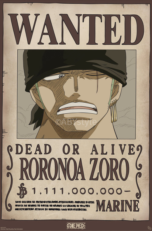 Poster One Piece Wanted Zoro Wano 61x91 5cm Abystyle GBYDCO619 | Yourdecoration.de