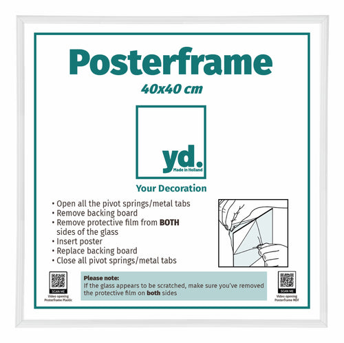 Posterrahmen Kunststoff 40x40cm Weiss Hochglanz Vorne Messe | Yourdecoration.de