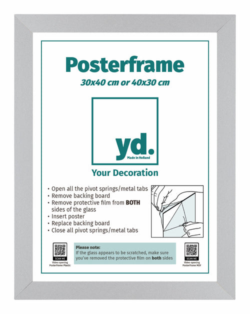 Posterrahmen MDF 30x40cm Matt Silber Vorne Messe | Yourdecoration.de