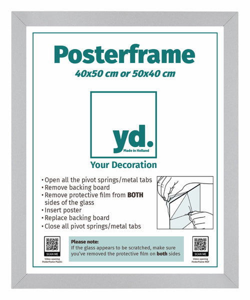 Posterrahmen MDF 40x50cm Matt Silber Vorne Messe | Yourdecoration.de