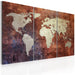 Artgeist Rusty kaart van de Wereld Canvas Leinwandbilder 3-teilig | Yourdecoration.de