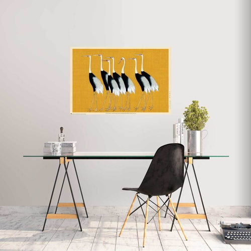 Grupo Erik Gpe5631 Poster Flock Of Beautiful Japanese Red Crown Crane By O Korin Sfeer | Yourdecoration.de