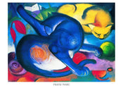 Franz Marc - Zwei Katzen blau und gelb Kunstdruck 70x50cm | Yourdecoration.de