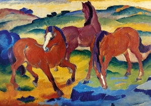 Franz Marc - Die roten Pferde Kunstdruck 29.7x21cm | Yourdecoration.de