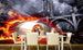 Dimex Car in Flames Fototapete 375x250cm 5-Bahnen Sfeer | Yourdecoration.nl