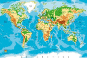 Dimex World Map Fototapete 375x250cm 5-Bahnen | Yourdecoration.de