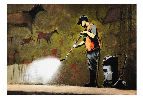 Fototapete - Banksy Cave Painting - Vliestapete