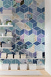 Komar Geometric Blue Vlies Fototapete 200x250cm 2-bahnen Sfeer | Yourdecoration.de